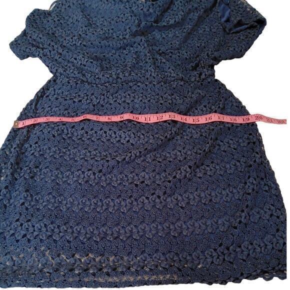 JESSICA HOWARD Dress Size 14 Crochet Overlay Elastic Waist Cold Shoulder Blouson - Picture 5 of 8